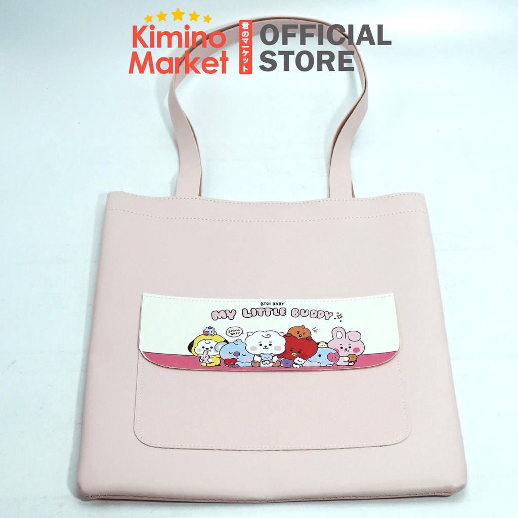 Tas Totebag BTS BT21 Ukuran 36x31 cm Bahan Kulit Tas Fashion Wanita Selempang