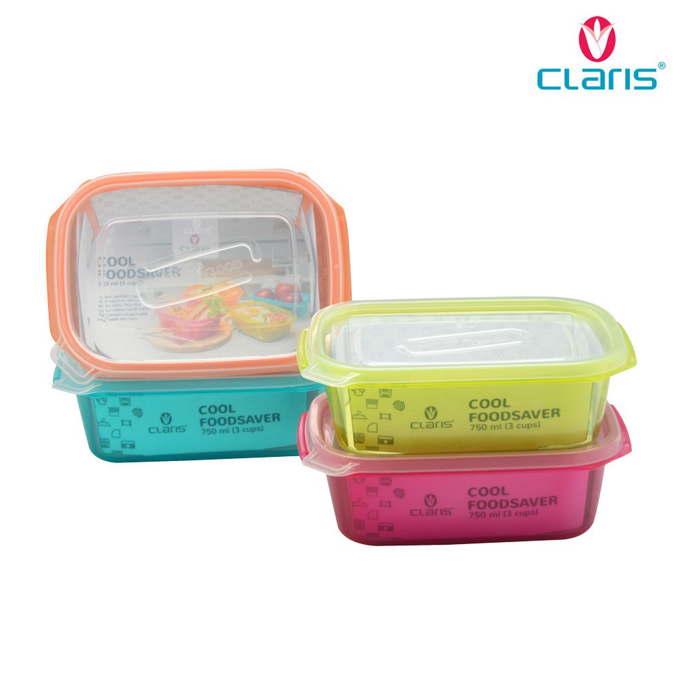 Tempat Kotak Makan Rectangular Food Saver Lunch Box Bento Plastik Tepak Wadah Makanan Anti Tumpah 770ml