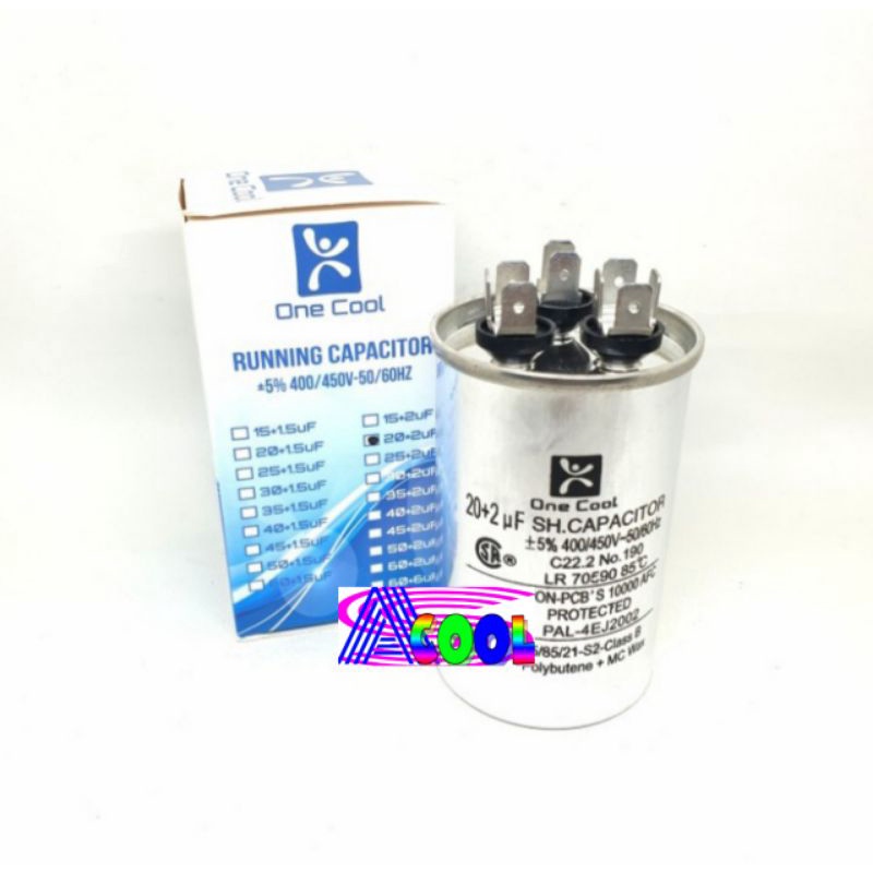 Kapasitor AC 20+2 uf 3 Soket/Running Capacitor-Kapacitor 20+2uf