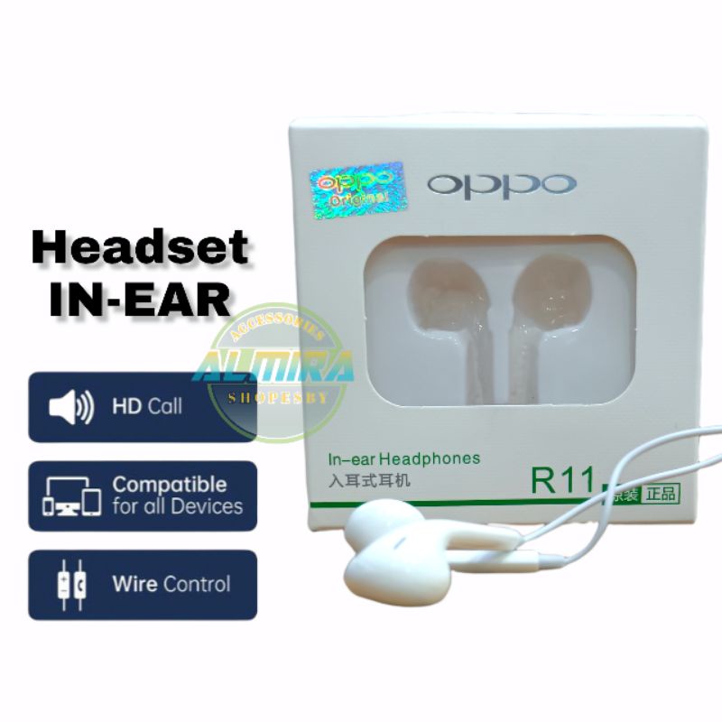 Headset OPPO Earphone Mega bass OPPO Model R11 ORIGINAL HEADSET OPPO A7 A3S A5S F9 F11 PRO A31 A53 A