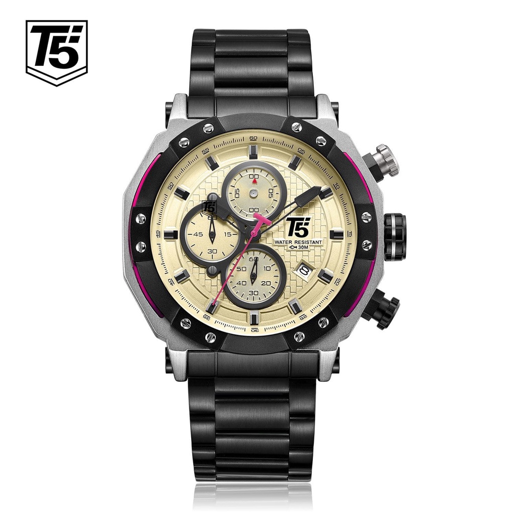 JAM TANGAN T5 3631-3702 ORIGINAL,CHRONOGRAPH AKTIF.. STOP WATCH Free BOX 3 ATM