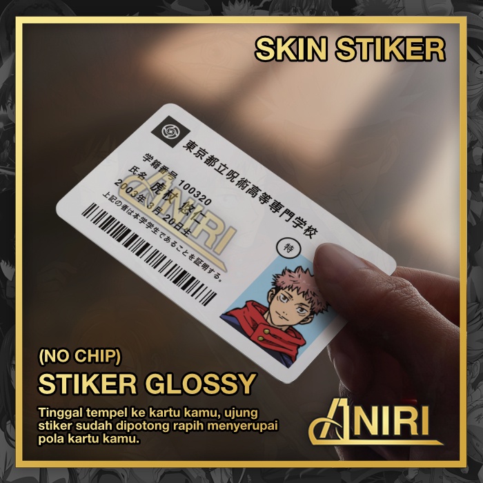 

Jujutsu Kaisen Stiker Skin Kartu E-Toll, Kereta, Timezone Skin Card Anime