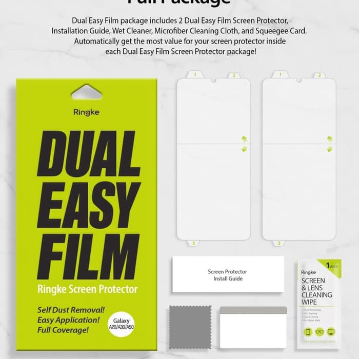 Ringke dual easy screen protector for Samsung Galaxy A20, A30 and A50