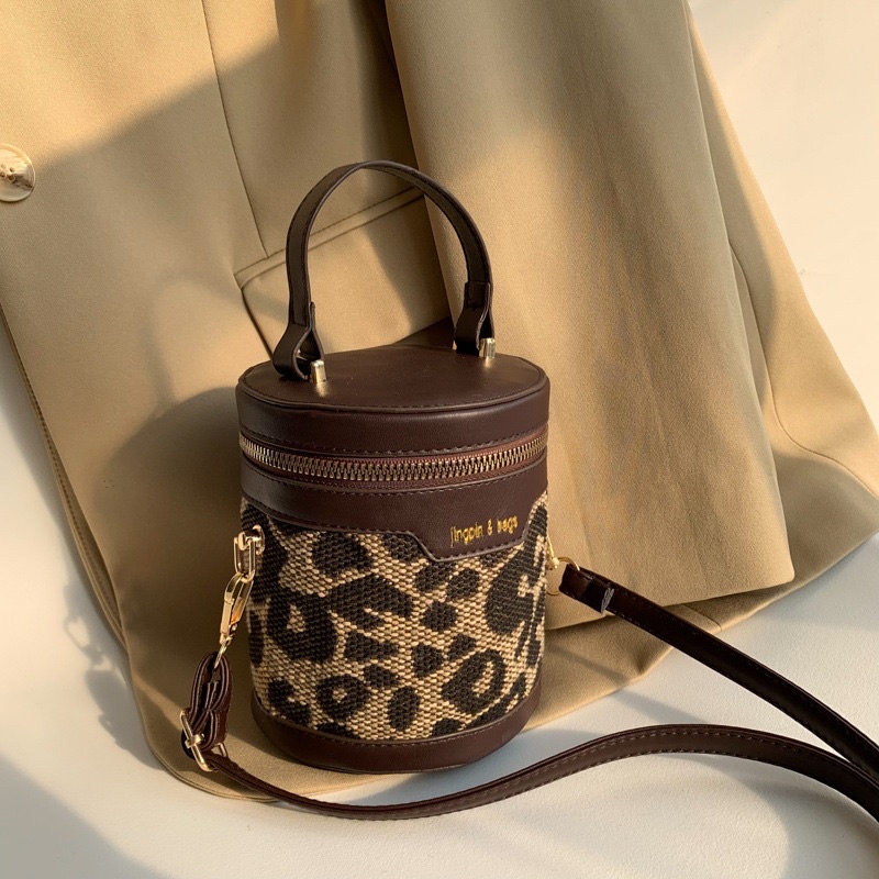 KOREAN BUCKET PATTERN SHOULDER BAG / KOREAN SLING BAG / TAS KOREA MINI SELEMPANG / TAS KOREA SLEMPANG KECIL BUKET MACAN