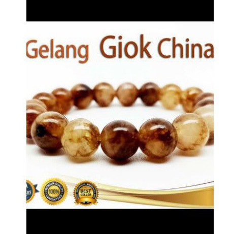gelang batu giok coklat cina 12mm