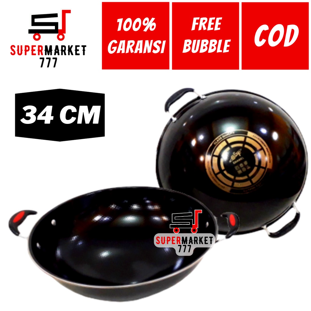 WAJAN PENGGORENGAN ENAMEL 34 CM GSF 2034 WOK WAJAN PANCI KUALI PENGGORENGAN ANTI LENGKET ANTI GORES 