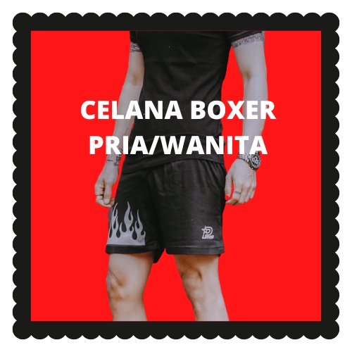 Celana pendek pria wanita boxer katun underwear bokser black pantai