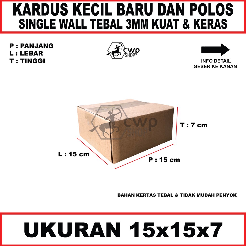 

Kardus Box Karton Packing Polos Ukuran15x15x7