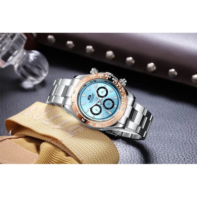 Jam Tangan Pria Paulareis Automatic Homage Daytona Blue Ice Dial Chestnut Ring Premium Paulereis Original