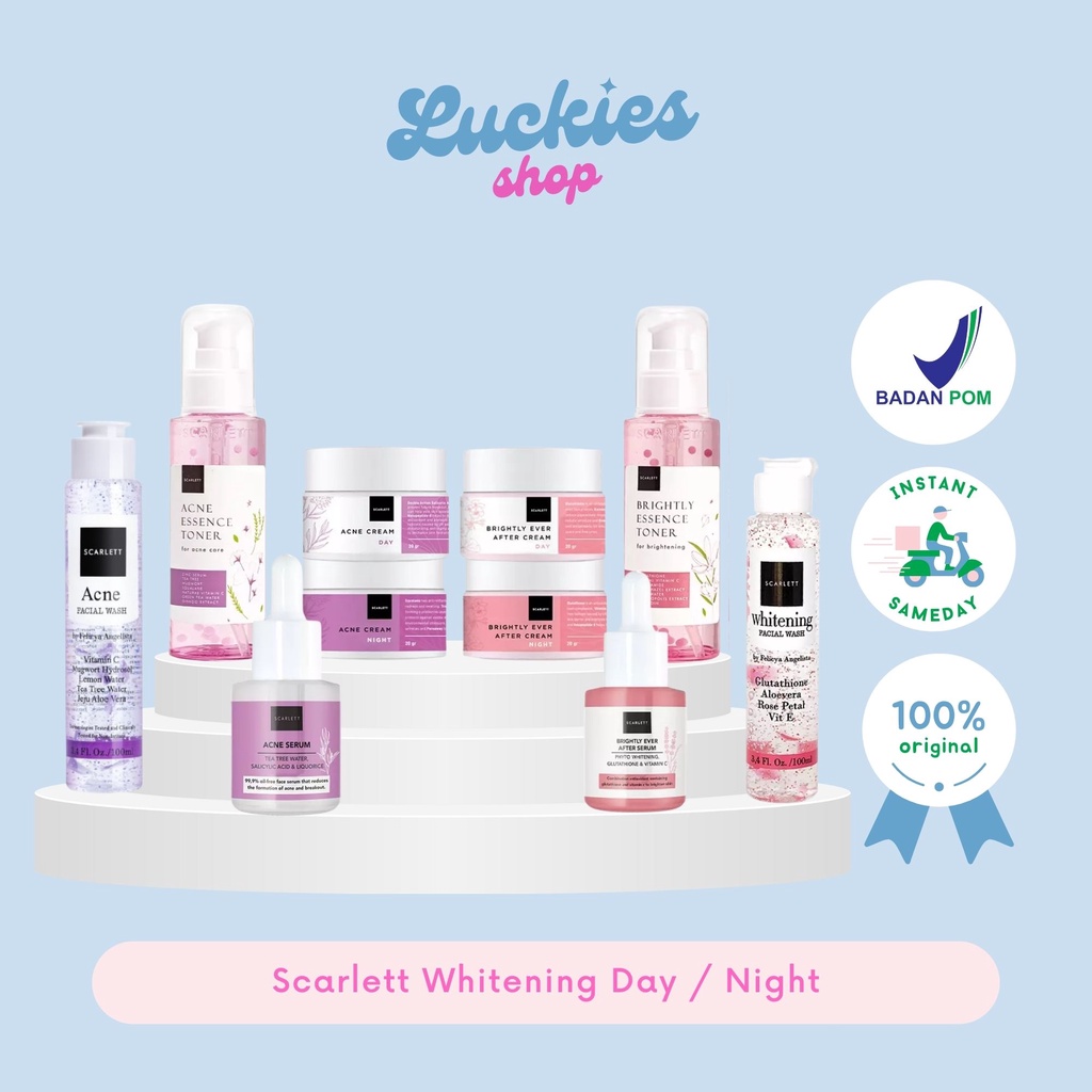 Scarlett Whitening Brightly Ever After Night Cream Scarlett Brightly Day Cream Krim Wajah Scarlet