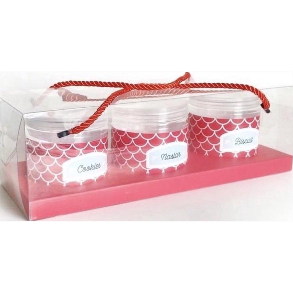 Toples Kue Kering Kotak Mika Hampers Handle Box 30X12