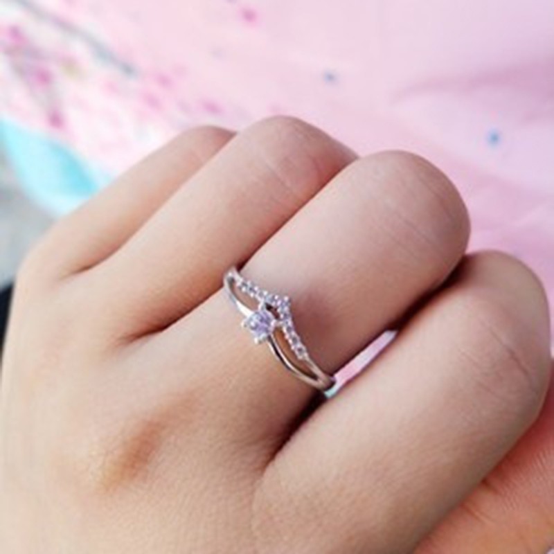 925 cincin perak murni cincin pasangan wanita dengan berlian perhiasan sederhana untuk pernikahan