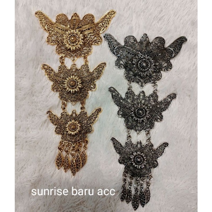 bros kebaya, bros kutu baru, bros perak bakar, bros susun tiga,