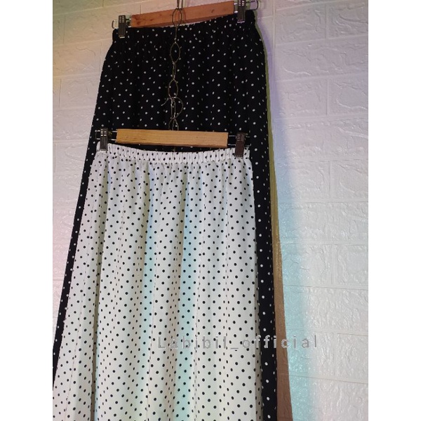 ROK POLKADOT  SKIRT ROK PANJANG WANITA MODEL LONGGAR PINGGANG KARET  KOREA TERBARU TERMURAH PREMIUM-2