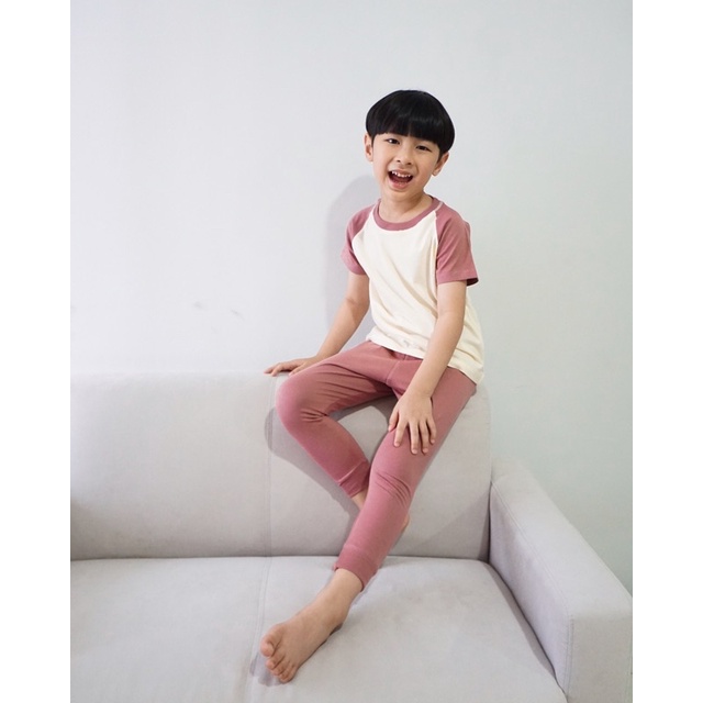 Setelan anak Raglan laki-laki &amp; baju Piyama perempuan Daily home wear bahan combed 30s by Caiskids