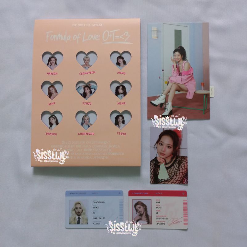 Album Only Formula of Love(Full of Love ver + Poster), Postcard Dahyun, Photocard Sctrach Tzuyu, ID 