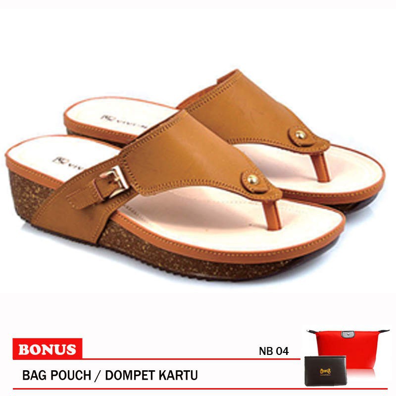 Original Brand Azzurra-Sandal Casual Wanita NB 04 Coklat Tan Murah Berkualitas