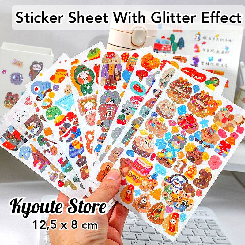 

Stiker Lucu Cute Laminasi Blink Glitter Waterproof Anti Air Dekorasi Planner Scrapbook
