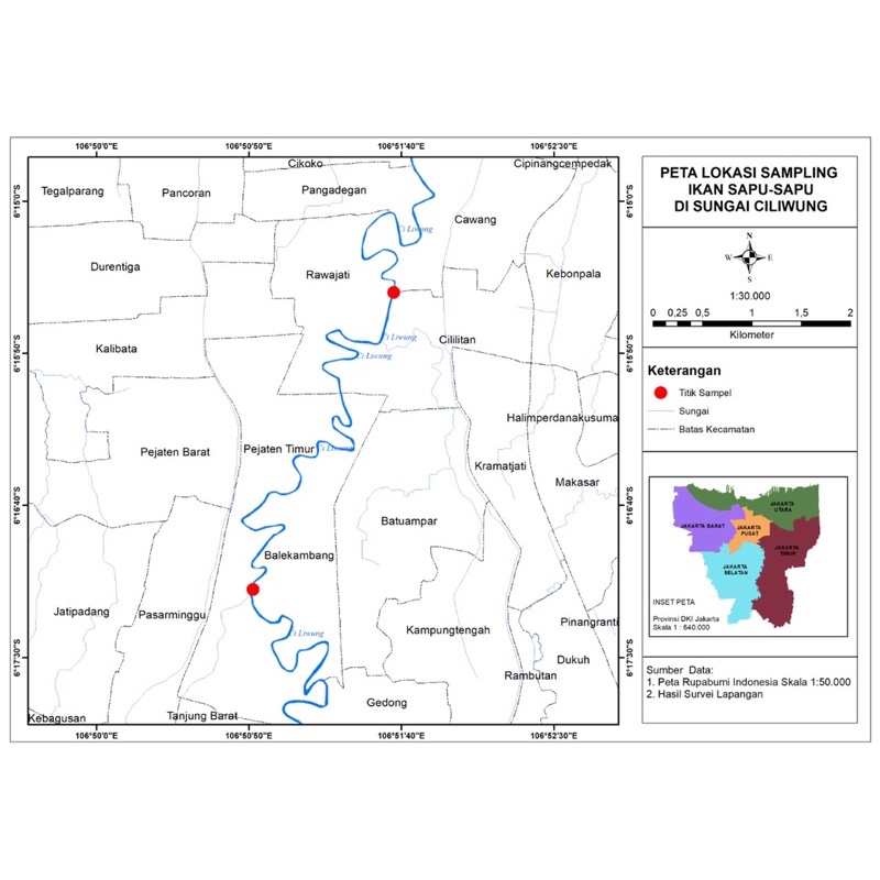 Jasa Pembuatan Peta Titik Sampel atau Lokasi Penelitian atau File Shapefile (.shp)  (Softfile/Tidak 