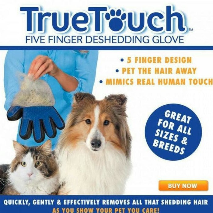 True Touch Sarung Tangan Pijat Grooming Bulu Anjing Kucing