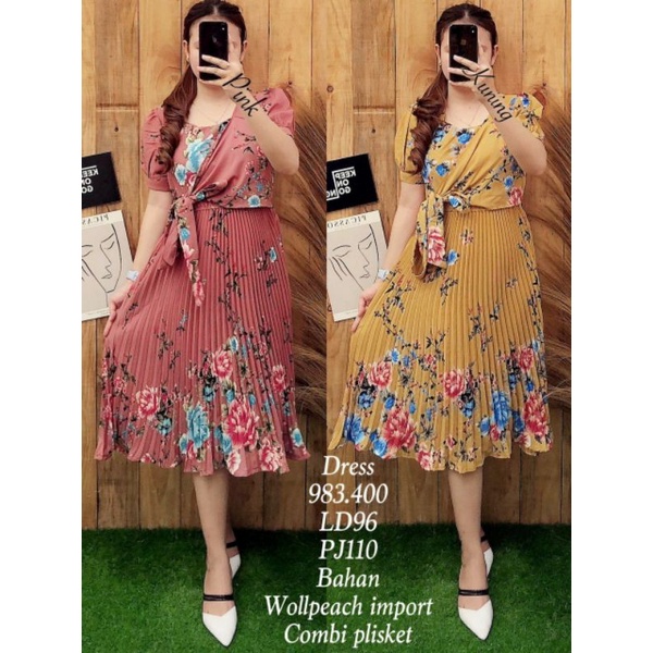 Fz 983400 Dress Wollpeach Import combi Plisket