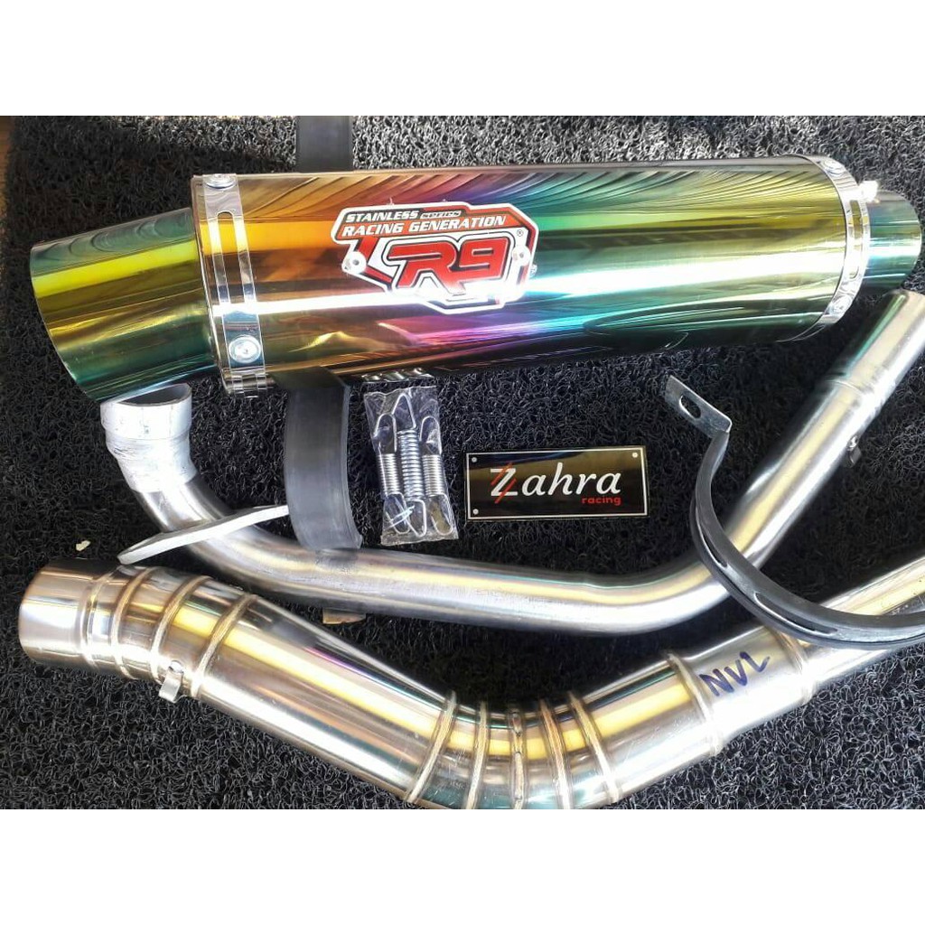 knalpot racing r9 mugello pelangi untuk new vixion