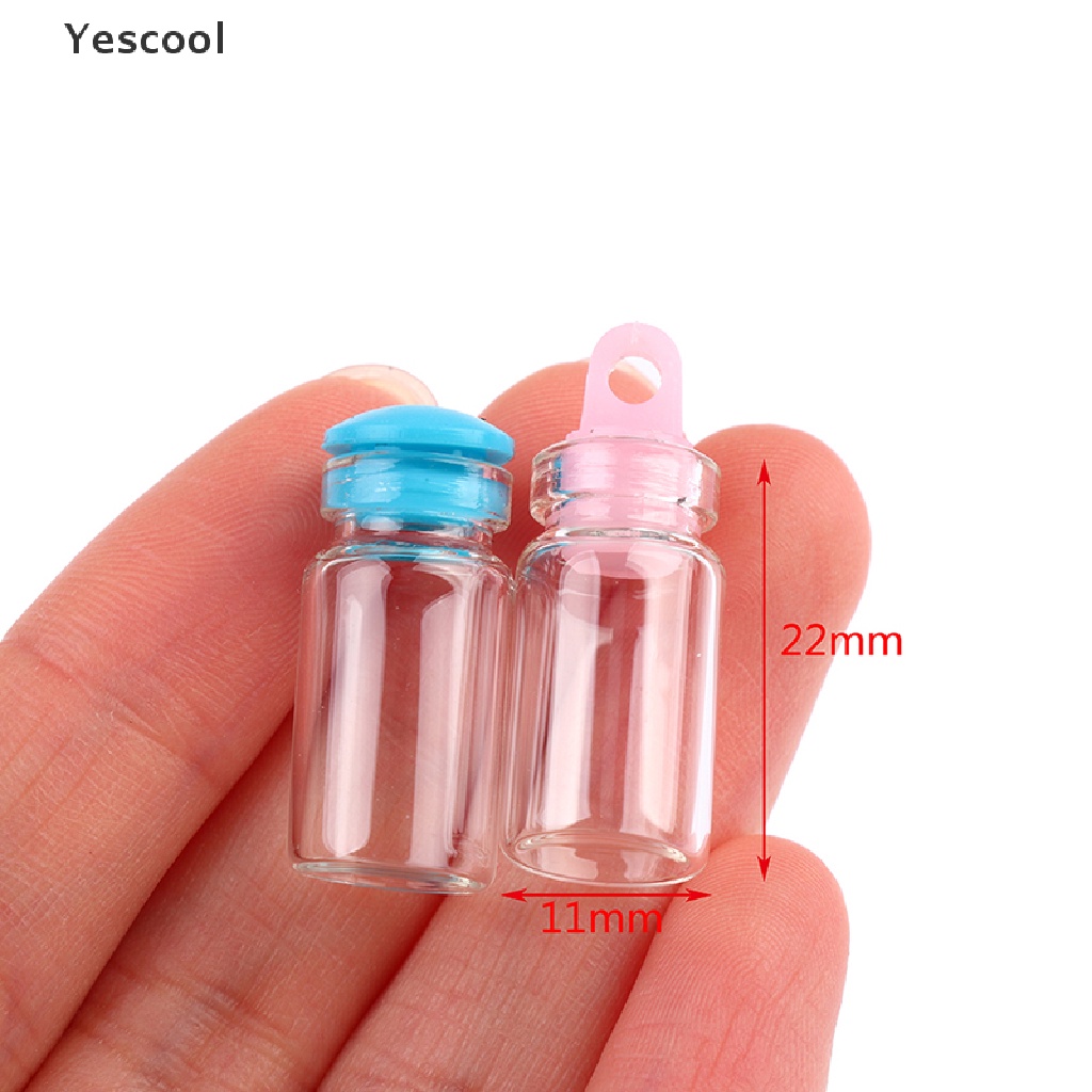 Yescool 10Pcs 1ML 11*22mm Glass Bottles Tiny Glass Jar Sealed Bottles Wishing Bottles .