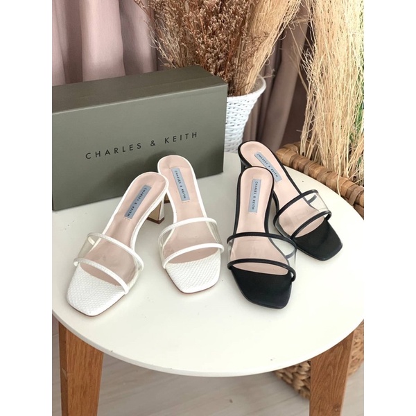 Sepatu Kulit Hak Tinggi Wanita CK Leather Vynil High Heeled 5cm Sandals Premium Import, Hitam Black 