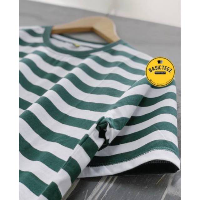 KAOS STRIPE BIG GREEN WHITE COTTON PREMIUM CVC