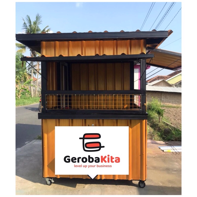 Booth container premium custom roda dan lantai