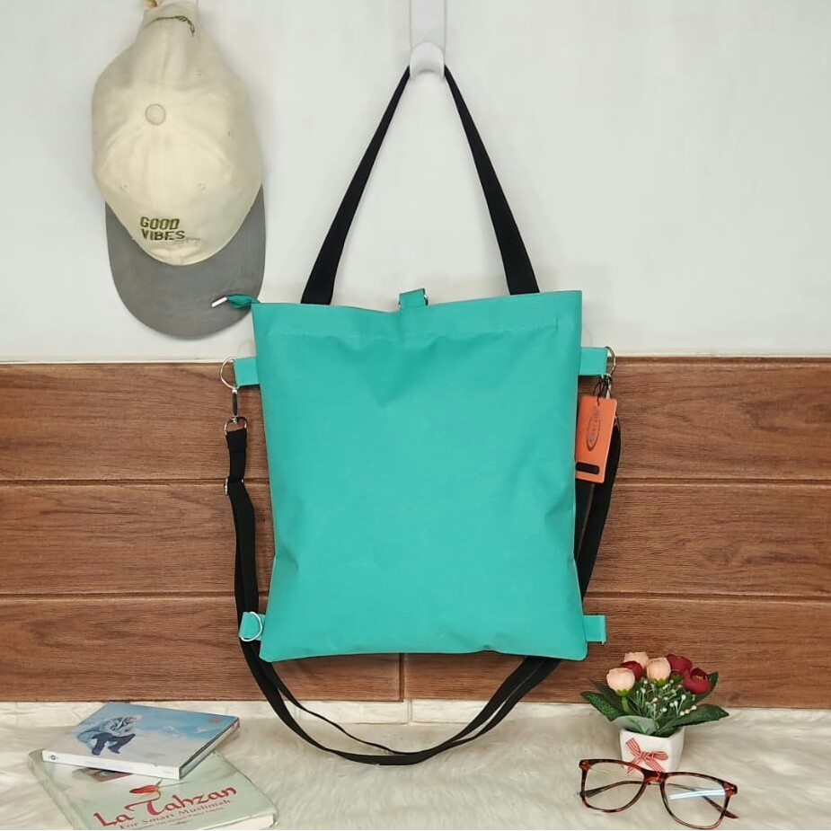 TOTEBAG WANITA RESLETING / TAS TOTE 3D,BISA RANSEL,SLEMPANG,TENTENG BISA CUSTOM SABLON TB 003