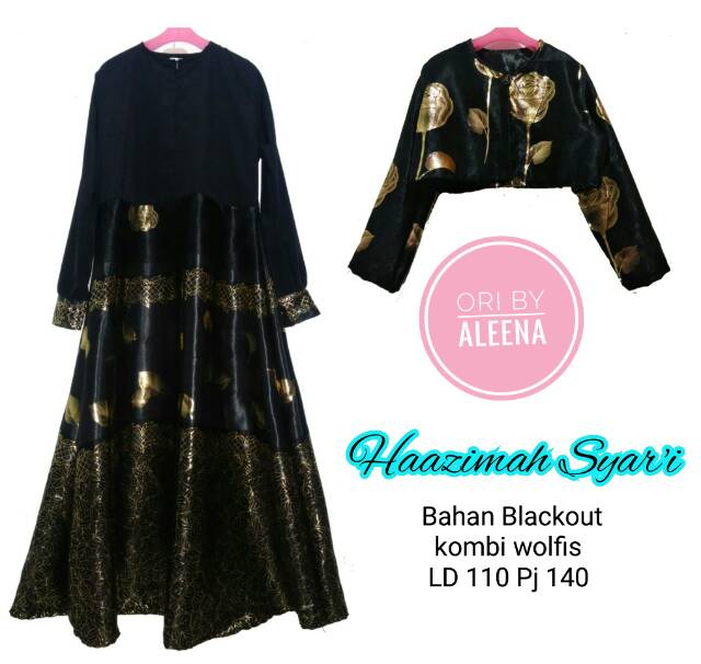 Gamis Premium Haazimah Blackout By Aleena