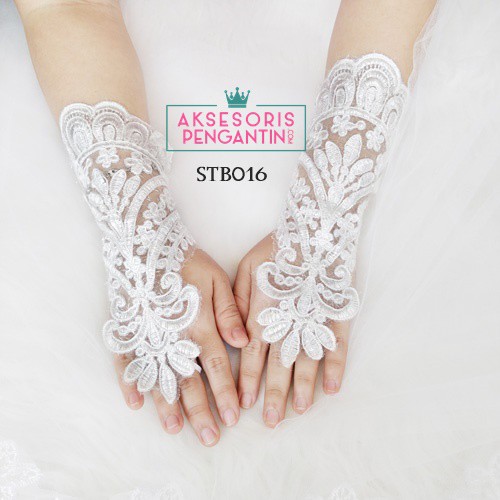 [STOK TERBATAS] AKSESORIS WANITA WEDDING GLOVES BROKAT SARUNG TANGAN LACE STB016