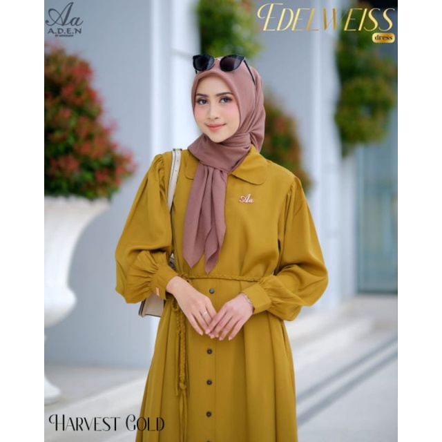 PO EDELWEISS BY ADEN HIJAB DRESS TERBARU SIMPLE MEWAH ELEGANT GAMIS MURAH BERKUALITAS BRANDED