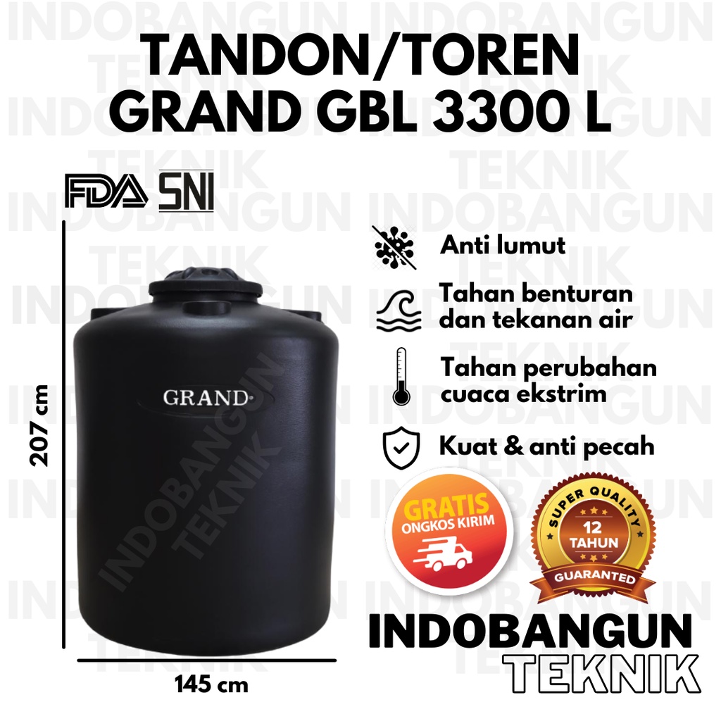 Jual Toren Air Tangki Air Tandon Air Grand Gbl 3300 Liter 3000 Liter Murah Bergaransi Anti Lumut 5098