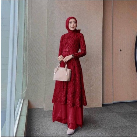 GAMIS PESTA MUSLIMAH BRUKAT FLOWER TILE BAJU MUSLIM KONDANGAN BRIDESMAID KEKINIAN GAMIS REMAJA