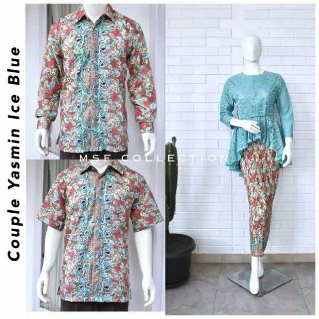 Couple Yasmin Ice Blue/rok Plisket/batik