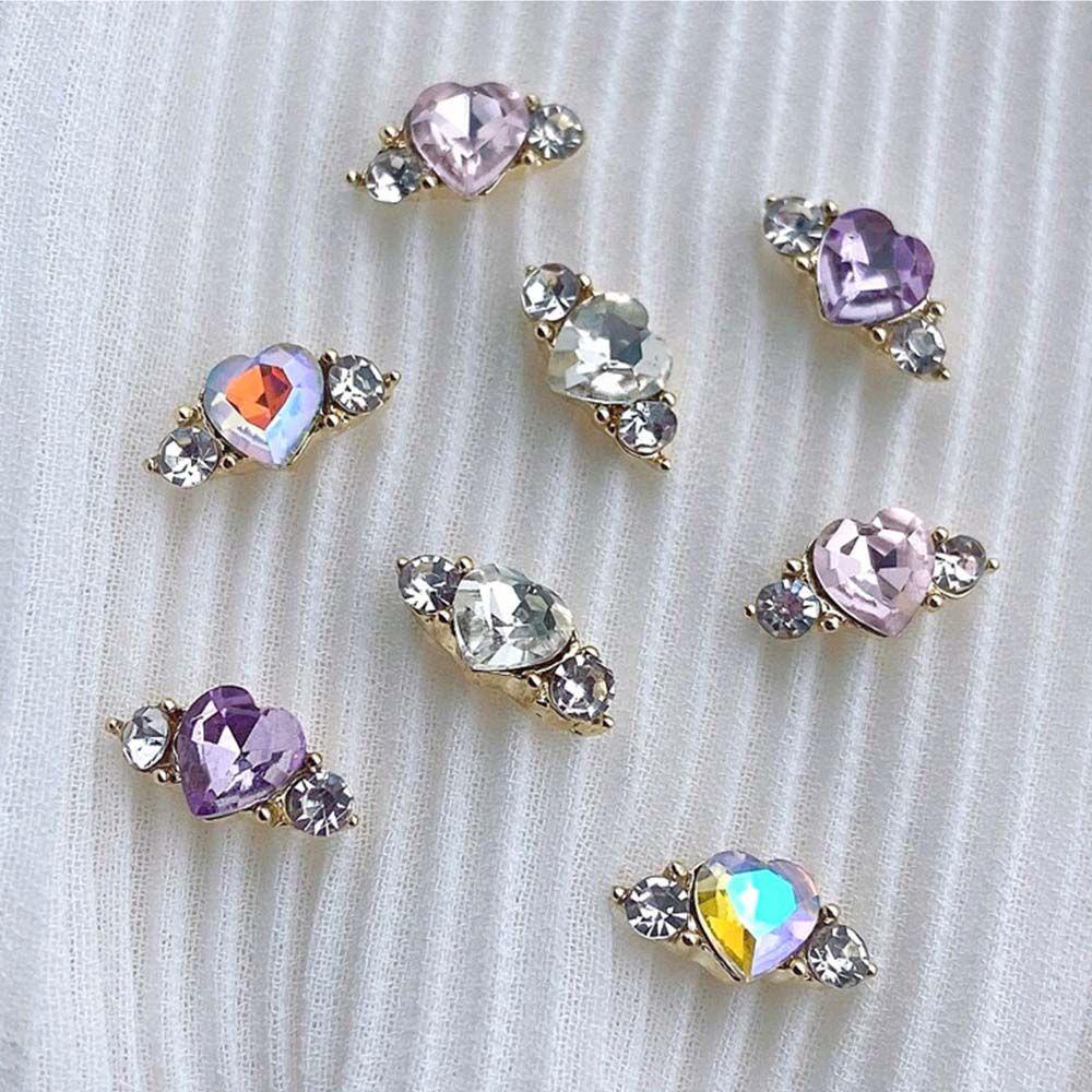 AUGUSTINA Agustina Jantung Kuku Berlian Buatan Mewah Fashion 3D Pesona Kuku Bentuk Cinta Nail Drills Nail Art Ornamen Zirkon Glitter Kuku Permata