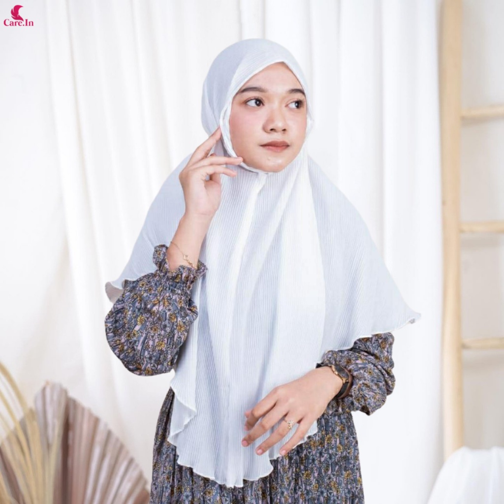 𝗖𝗮𝗿𝗲.𝗶𝗻 Bergo Maryam Instan Tali Full Plisket Lidi Diamond PREMIUM