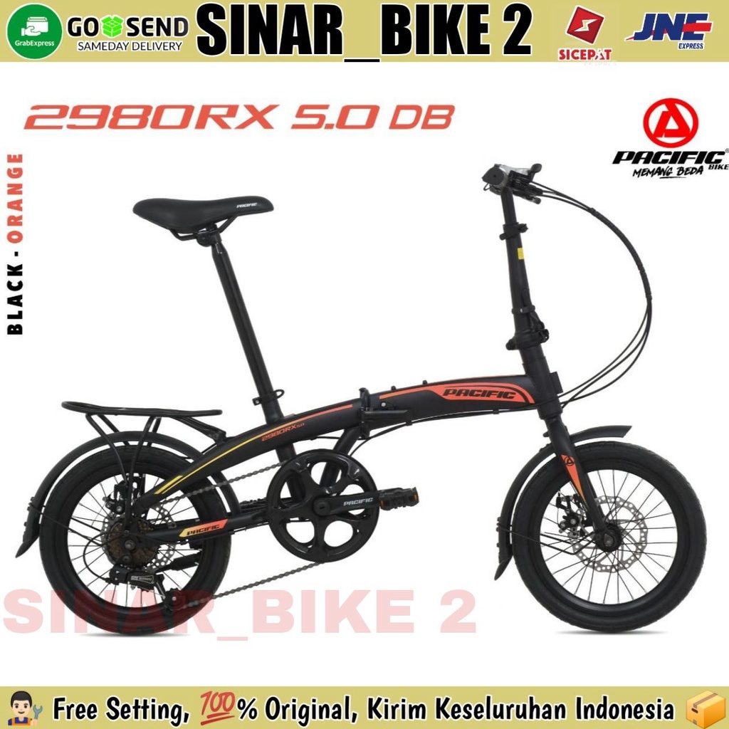 Sepeda Lipat 16 Inch PACIFIC 2980 RX 5.0 DB Shimano 7 Speed Double Cakram Garansi Resmi 5 Tahun