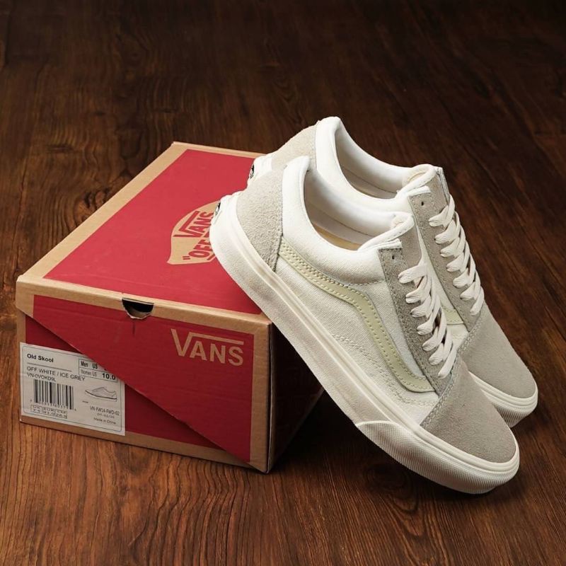 SEPATU KLASIK VANS OLD SKOOL OFF WHITE ICE GREY DT