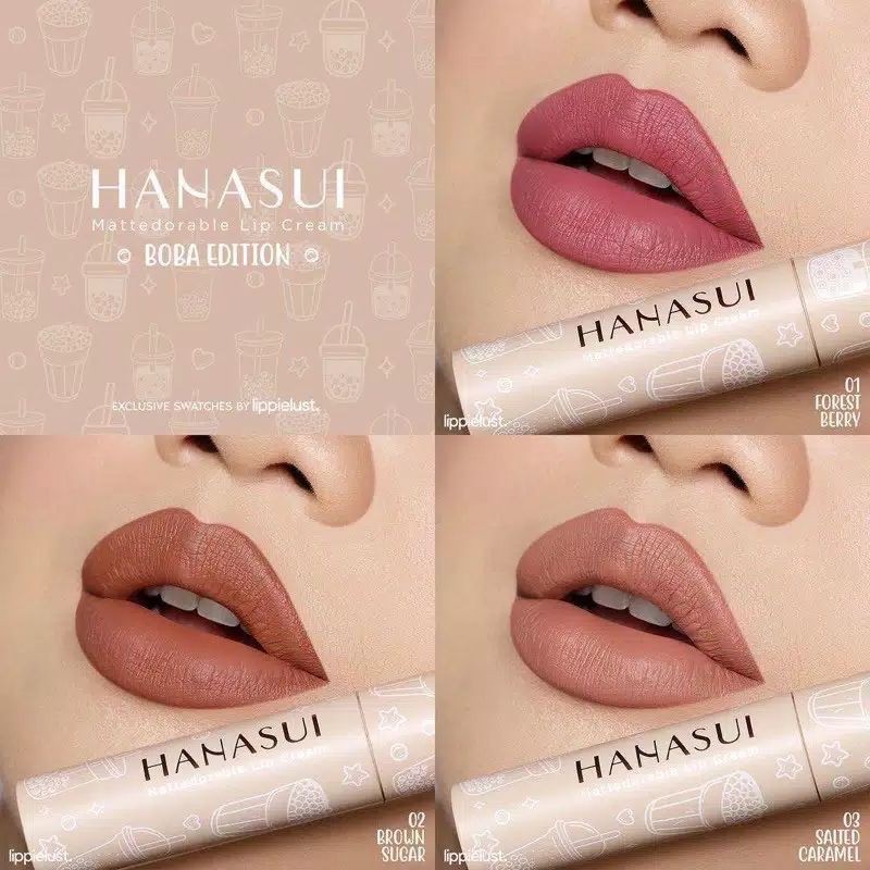 LIPCREAM HANASUI BOBA edition/ lipstik boba hanasui//lipmatte boba //hanasui boba
