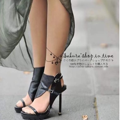 Fashion Fake Tattoo Pattern Stocking Motif 8072