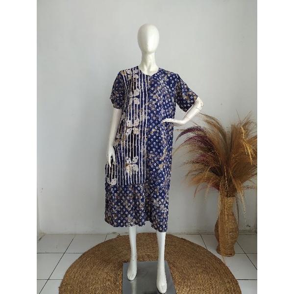 Daster Kekinian Batik Cap Pekalongan Rayon Premium Lengan Pendek Kancing Busui Baju Tidur Homedress