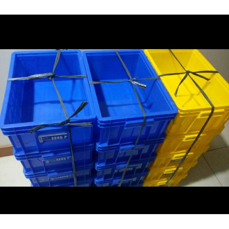 42x28x16 Box Container Green Leaf 2245 P / Bak Kolam Ikan 2245P Keranjang Industri Rak Susun Plastik