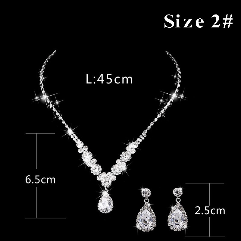 New Angel Tears Pendant Necklace Earrings with Zircon Jewelry set