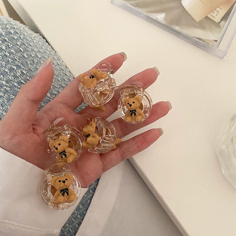 Magic789 Kids Cute Little Bear Small Acrylic Hair Claw Clips for Girls Bobby Pin Hair Styling Accessories