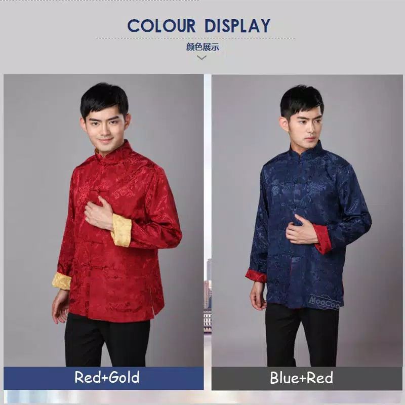kemeja choengsam Pria import qipao bolak balik