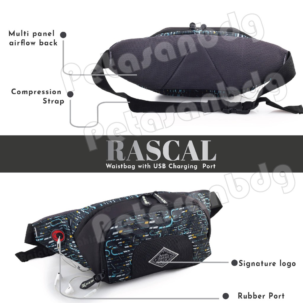 PTS - Gear Bag RASCL Port 13106 Waistbag WITH EARPHONE HOLE Tas Distro Crossbody Chest Man Tas Pinggang