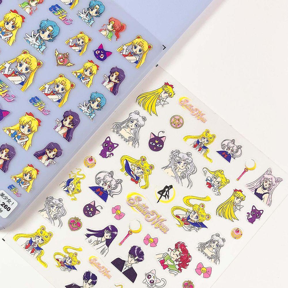 NEEDWAY Needway Sailor Moon Stiker Kuku Ultra-Tipis Tahan Air Kartun Aplikasi DIY Nail Art Dekorasi